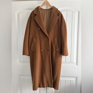 MaxMara Vintage 31/640 100% Wool Women's Oversized Brown Coat Size 8 READ